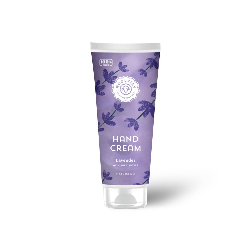 Woolzies Natural Shea Butter Hand Cream, 7 oz Deep Moisturizing & Nourishing Lotion for Dry Skin All Natural Ingredients, Essential Oils & Vitamin-Enriched Formula (7 Ounce, Lavender)