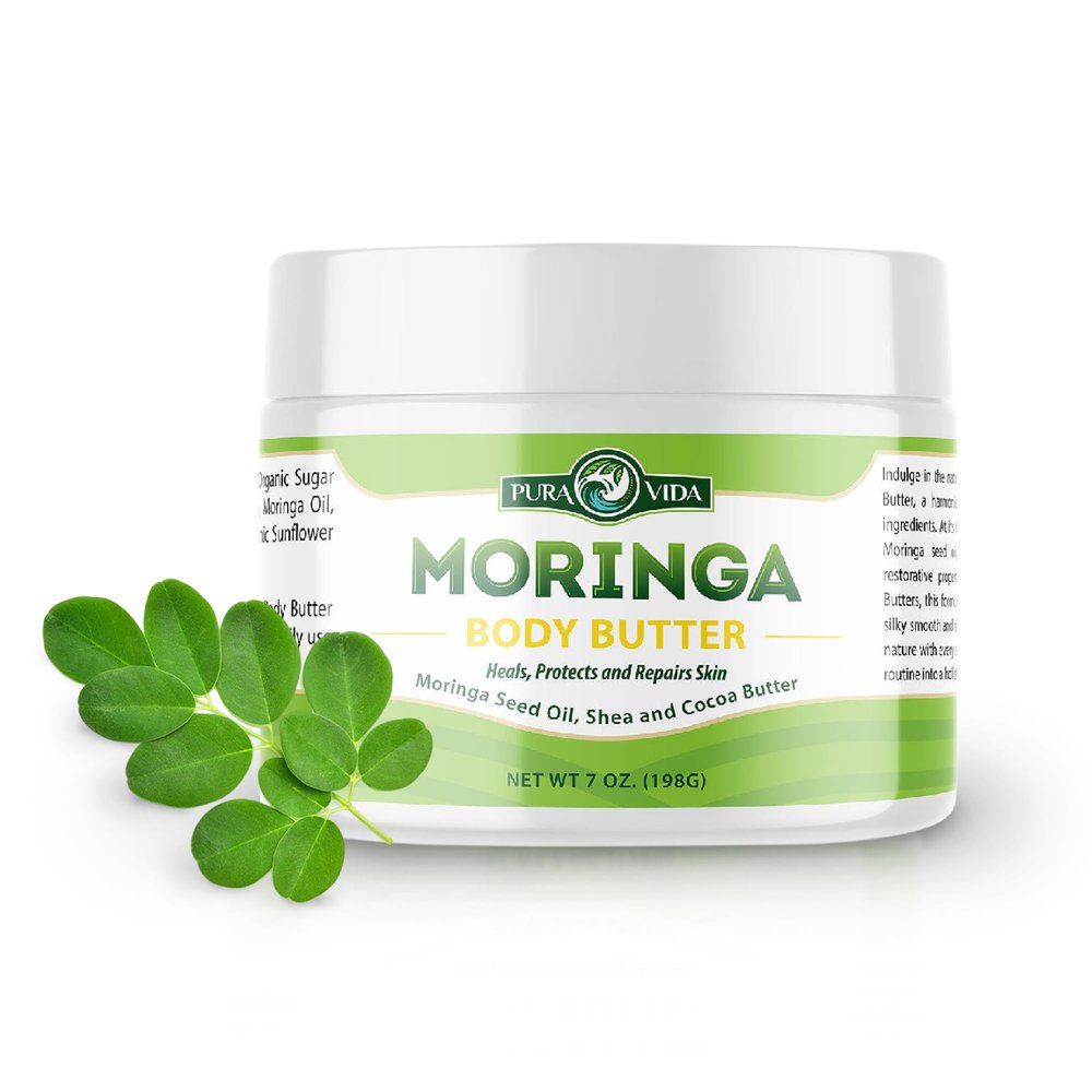 100% Natural Ingredients Moringa Oil Body Butter for Dry Skin with Vitamin A, C, and E - Intense Hydration Cream Lotion with Shea and Cocoa Butter for Women - Promotes a Healthy and Radiant Skin Glow