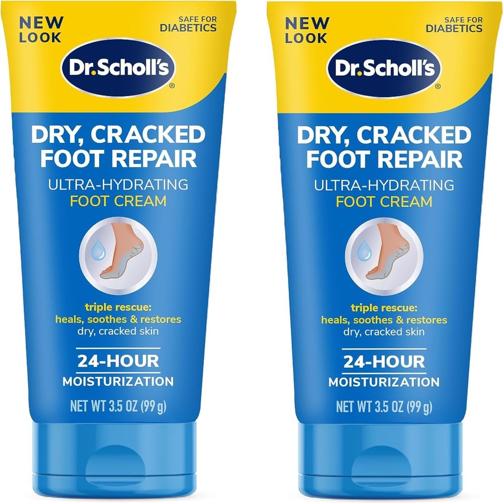 Dr Scholl's Dry, Cracked Foot Repair Ultra-Hydrating Foot Cream 3.5 oz, Lotion with 25% Urea for Dry Cracked Feet, Heals and Moisturizes for Healthy Feet (Pack of 2)
