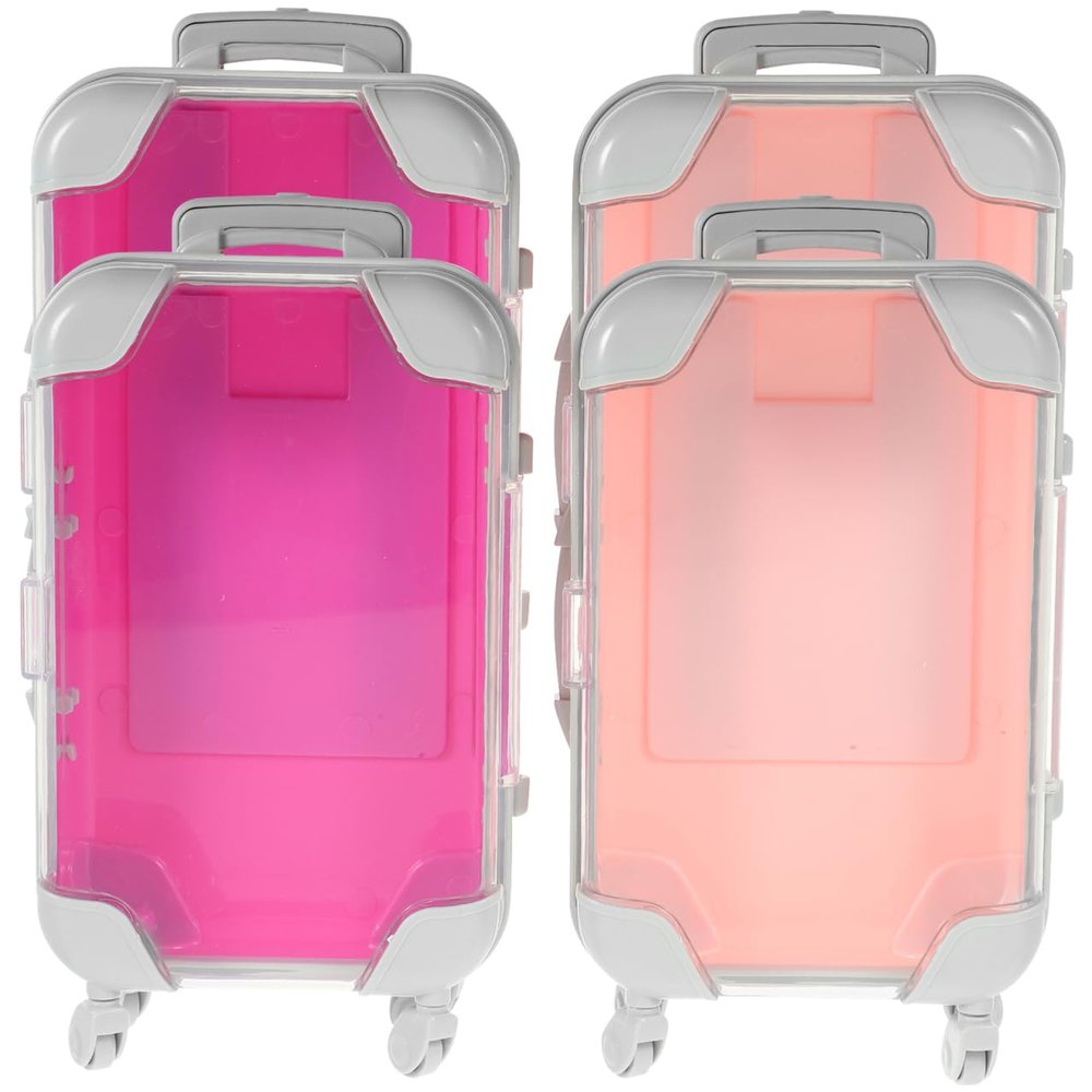 4Pcs Mini Suitcase Makeup Box for Travel Portable False Eyelashes Storage Case Compact Cosmetic Organizer for Women