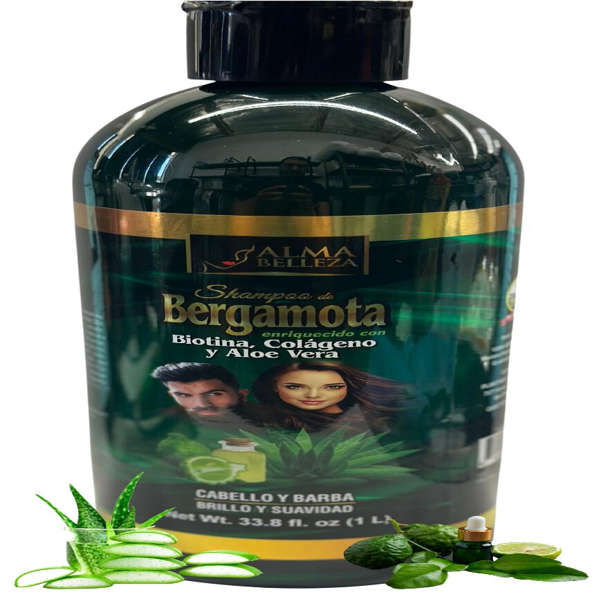Alma Belleza Shampoo de bergamota biotina, colageno & Aloe Vera Net Wt 33.8 fl. oz