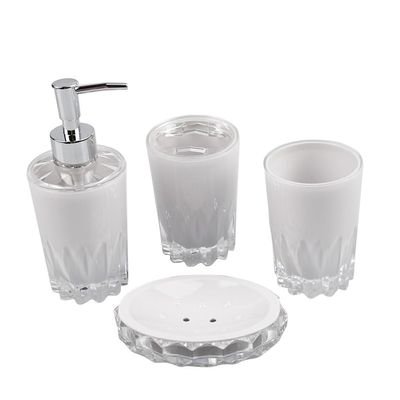 MAKEJ Bathroom Washroom Set Supplies Hand Sanitizer Bottle 4 Piece Acrylic Plastic Kit