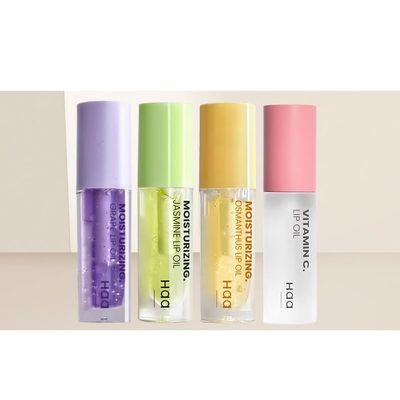 1 Set of 4 PCs Haa Moisturizing Lip Oil Soft Moisturizing Plump Lip Serum, Grape VC Lip Oil Transparent Soothing Lip Lines