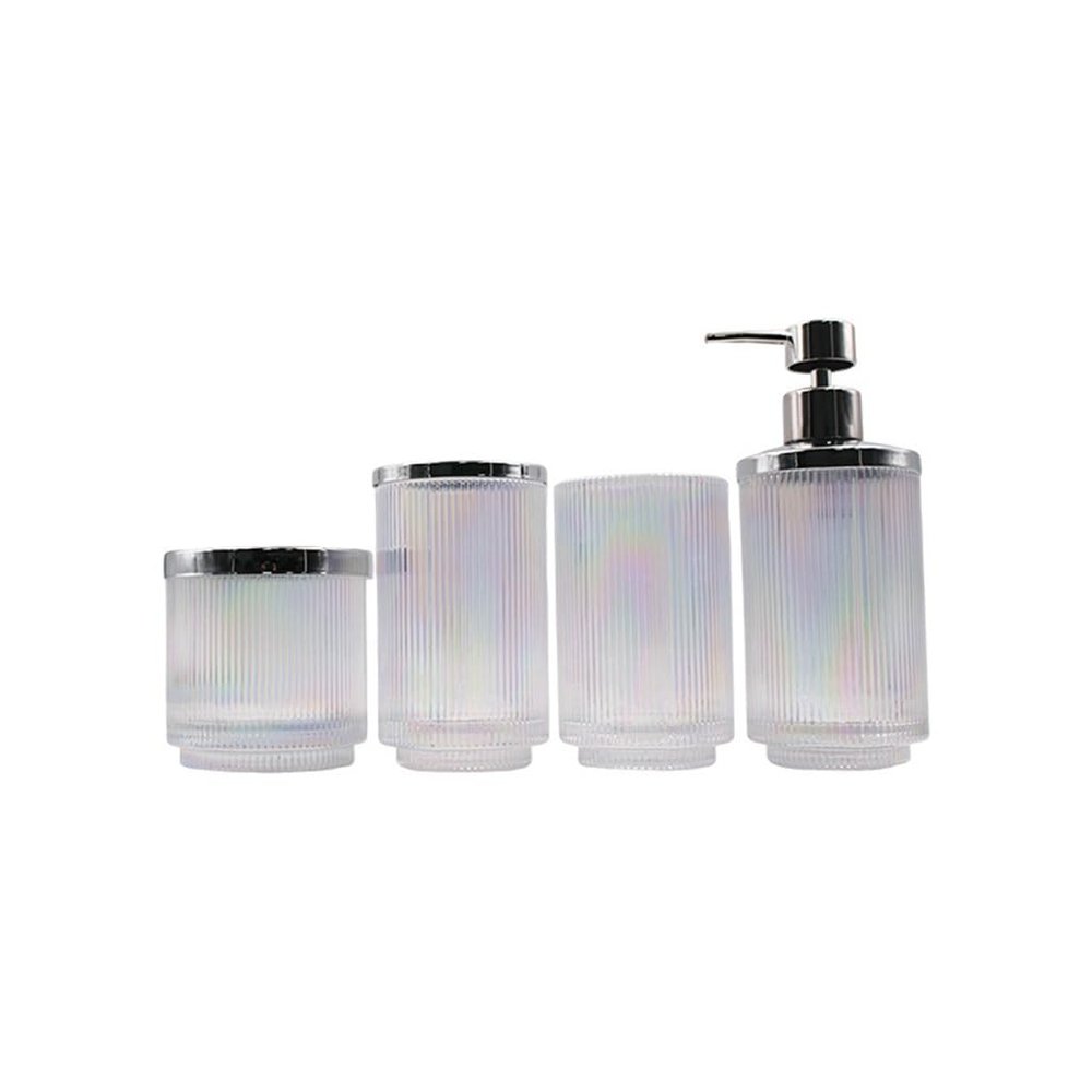 MAKEJ Glass Wash Set Glass Bathroom Four-Piece Vertical Striped Supplies House Home