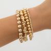 fxmimior 4Pcs Fashion Boho Beads Stackable Bracelets Dainty Simple Silver Gold Chain Bracelets Set for Women Adjustable Chunky Flat Cable Chain Beads Punk Bracelets for Women (Gold) view 2