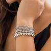 fxmimior Fashion Boho Dainty Beads Bracelets Simple Silver Gold Chain Bracelets Set for Women Adjustable Chunky Flat Cable Chain Beads Punk Bracelets for Women 6Pcs (Silver) view 2