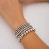 fxmimior Fashion Boho Dainty Beads Bracelets Simple Silver Gold Chain Bracelets Set for Women Adjustable Chunky Flat Cable Chain Beads Punk Bracelets for Women 6Pcs (Silver) view 3