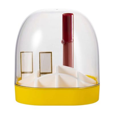 FZYEUO Cosmetic Organizer Lipstick Storage Box Desktop Multi Layer Lattice Lipstick Rack Finishing Display Rack Transparent Dressing Table Storage Box with Lid Cosmetic Storage Case(Yellow)