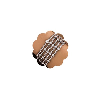fxmimior 5Pcs Fashion Boho Beads Stackable Bracelets Dainty Simple Silver Gold Chain Bracelets Set for Women Adjustable Chunky Flat Cable Chain Beads Punk Bracelets for Women (Silver)