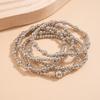 fxmimior 5Pcs Fashion Boho Beads Stackable Bracelets Dainty Simple Silver Gold Chain Bracelets Set for Women Adjustable Chunky Flat Cable Chain Beads Punk Bracelets for Women (Silver) view 3