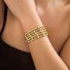 fxmimior 5Pcs Fashion Boho Beads Stackable Bracelets Dainty Simple Silver Gold Chain Bracelets Set for Women Adjustable Chunky Flat Cable Chain Beads Punk Bracelets for Women (Gold) view 2