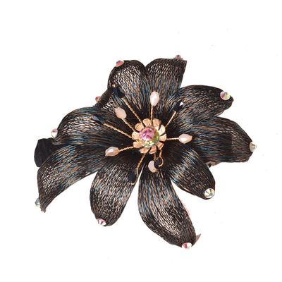 Handmade Hairpin Copper Wire Hair Headwear Elegant Spring Clip With Diamond Jewelry(black)
