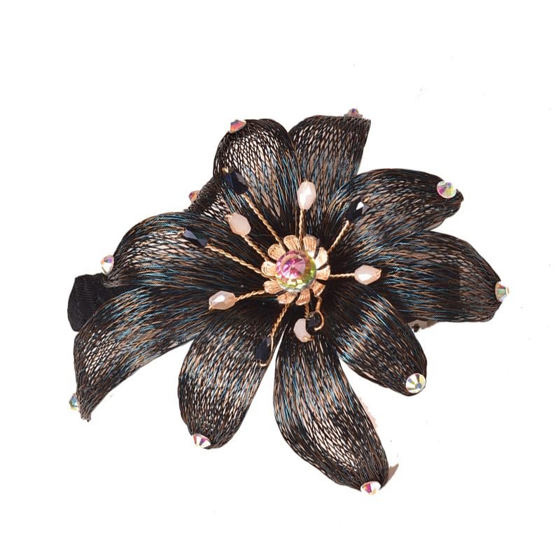 Handmade Hairpin Copper Wire Hair Headwear Elegant Spring Clip With Diamond Jewelry(black)