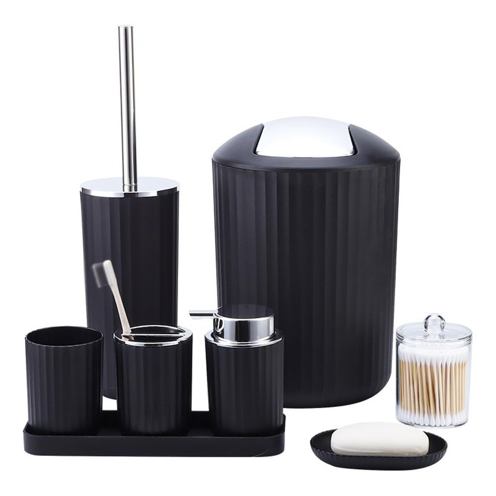 MAKEJ Toiletries On The Table Guest House Hotel New House Bathroom Set Eight Sets(Black)