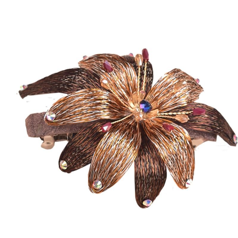 Handmade Hairpin Copper Wire Hair Headwear Elegant Spring Clip With Diamond Jewelry(Gold)