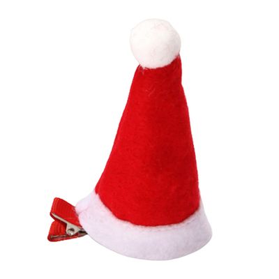 Santa Hat Hair Side Clips Hat Bangs Duckbill Clips Christmas Hat Hair Grips Ponytail Decor Party Hair Barrettes