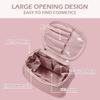 Makeup Bag, Portable Cosmetic Bag, Large Capacity Travel Makeup Organizer, Leather Cosmetic Brush Case for Women Toiletry Bag for Girls with Handle and Divider (Light Pink) view 3