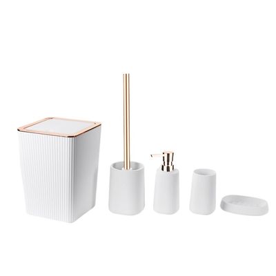 MAKEJ Toilet Brush Lotion Bottle Toothbrush Cup Soap Box Toiletries Storage Cleaning Bathroom Kit