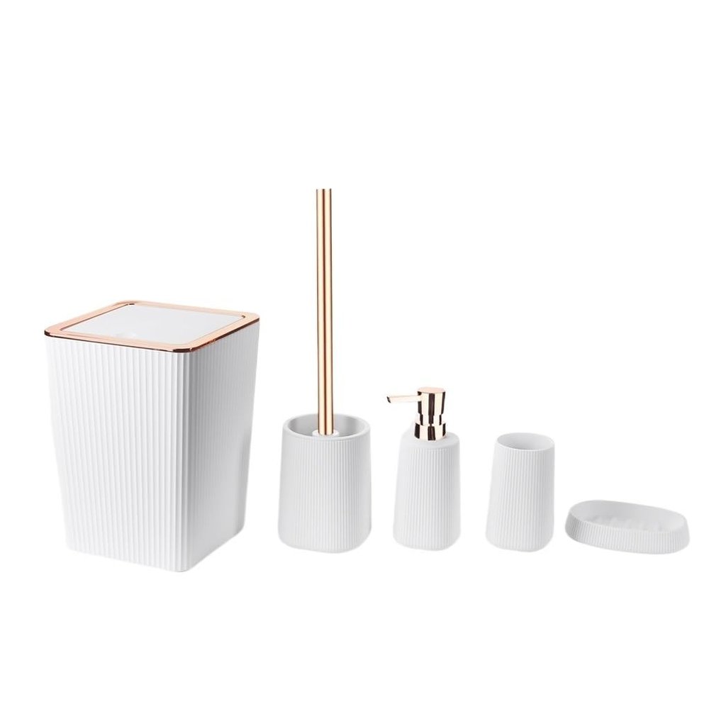 MAKEJ Toilet Brush Lotion Bottle Toothbrush Cup Soap Box Toiletries Storage Cleaning Bathroom Kit