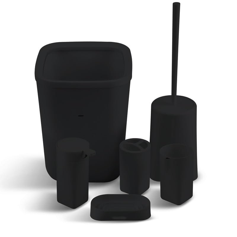 MAKEJ Bathroom Supplies Six-Piece Mouthwash and Teeth Holder Soap Box Toilet Set(E)