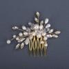 BERYUAN Crystal Rhinestone Pearls Wedding Hair Comb Birdal Rhinestone Pearls Headpiece Silver Gold Rose Gold Crystal Rhinestone Bridal Wedding Comb for Women (gold) view 2
