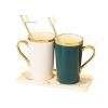 MAKEJ Gargle Cup Set Home Bathroom Gold Tracing Ceramic Washing-up Cup Diatom Mud Mat(Black) view 2