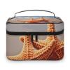 NWTRJ Starfish on The Beach Travel Makeup Bag Portable Waterproof Cosmetic Bag PU Leather Makeup Brush Holder Toiletry Bag for Women Ladies view 1