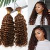 RHEANNA Curly Bulk Human Hair For Braiding Braiding Hair Extensions Highlighted 4/30 Bulk Human Hair For Boho Braids Double Drawn 300g 16inch view 1