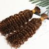 RHEANNA Curly Bulk Human Hair For Braiding Braiding Hair Extensions Highlighted 4/30 Bulk Human Hair For Boho Braids Double Drawn 300g 16inch view 2