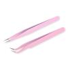 siyuwuro 2Pcs High Precision Stainless Steel Tweezers Set Straight and Curved Tip Eyelash Tweezers Kit Nippers for Eyelash Extensions, Nail Art, DIY Crafts, Jewelry-Making, Model (Pink) view 1
