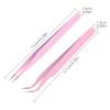 siyuwuro 2Pcs High Precision Stainless Steel Tweezers Set Straight and Curved Tip Eyelash Tweezers Kit Nippers for Eyelash Extensions, Nail Art, DIY Crafts, Jewelry-Making, Model (Pink) view 2
