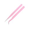 siyuwuro 2Pcs High Precision Stainless Steel Tweezers Set Straight and Curved Tip Eyelash Tweezers Kit Nippers for Eyelash Extensions, Nail Art, DIY Crafts, Jewelry-Making, Model (Pink) view 3