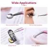 siyuwuro 2Pcs High Precision Stainless Steel Tweezers Set Straight and Curved Tip Eyelash Tweezers Kit Nippers for Eyelash Extensions, Nail Art, DIY Crafts, Jewelry-Making, Model (Pink) view 4