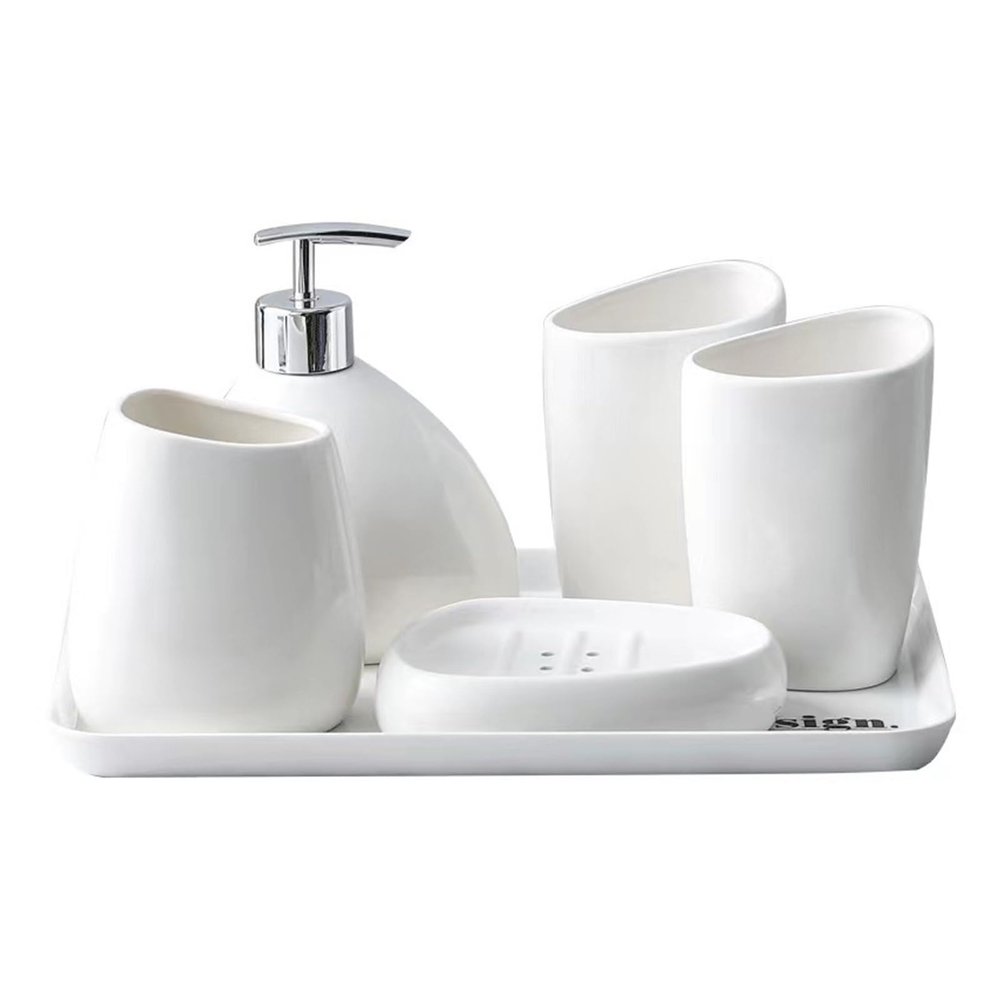 MAKEJ 6-Piece Bathroom Toiletries Set Ceramic Toiletries for Household Bathroom Toiletries