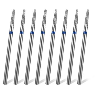 8pcs Tapered Barrel Nail Drill Bit Nail Drill Bits Set Tapered Barrel Cuticle Drill Bit Set with Case Diamond Nail Bits 3/32 Shank Electric Bit for Nail Prep (Medium)