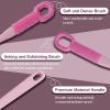2 PCS Toe Cleaning Brush,Silicone Foot Scrubber Exfoliating Brush for Shower Handle Soft Cleaning Bath Brush Feet Cleaner Scrub Foot Care for Seniors,Elderly, Men and Women 15.7"-Pink view 3