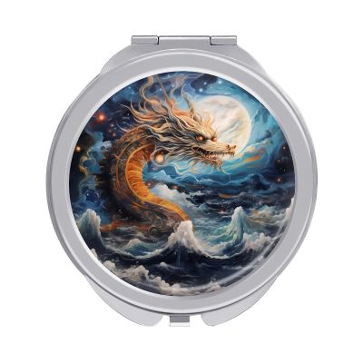 3D Dragon Compact Mirror Round Travel Makeup Mirror Portable Pocket Mirror for Purses and Travel