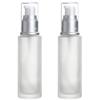 2Pcs 120ml/4oz Empty Transparent Frosted Glass Lotion Pump Bottle with White Pump Refillable Cream Dispenser Press Bottle Travel Cosmetic Container for Makeup Foundation Essential Oil view 1