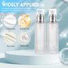 2Pcs 120ml/4oz Empty Transparent Frosted Glass Lotion Pump Bottle with White Pump Refillable Cream Dispenser Press Bottle Travel Cosmetic Container for Makeup Foundation Essential Oil view 3