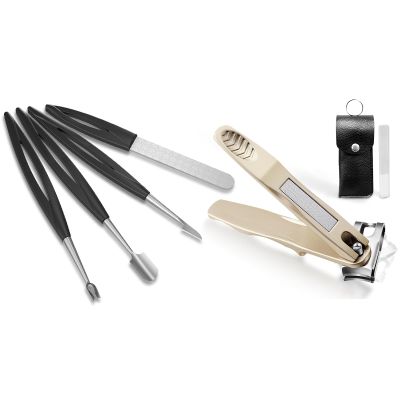 360 Rotating Cortauas Long Handle Fingernail Clipper + 4PCS Manicure Tool Set
