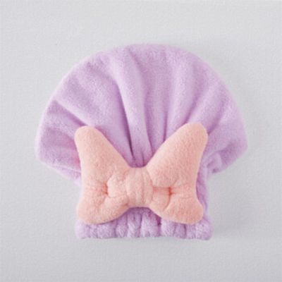2PCS Super Absorbent Hair Towel Wrap For Wet Hair,2024 New Korean Bow Shower Cap,Microfiber Fast Drying Wet Hair Towel Wrap,Quick-Drying Thickened Wet Hair Towel Wrap For Women (Purple,Adult)