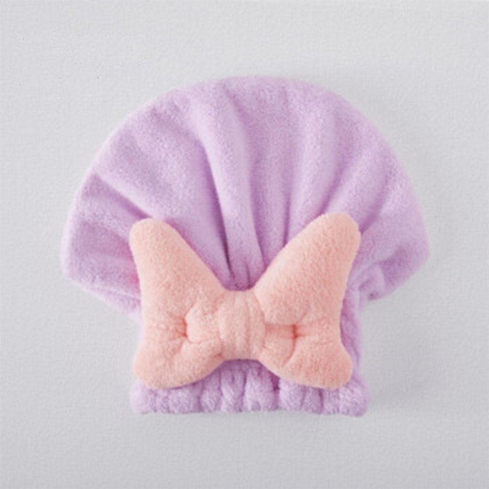 2PCS Super Absorbent Hair Towel Wrap For Wet Hair,2024 New Korean Bow Shower Cap,Microfiber Fast Drying Wet Hair Towel Wrap,Quick-Drying Thickened Wet Hair Towel Wrap For Women (Purple,Adult)