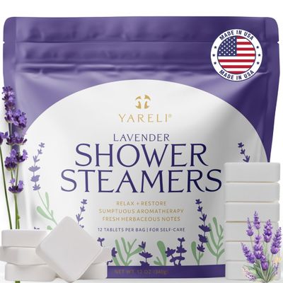 Yareli Shower Steamers Aromatherapy, 12 Pack, Christmas Stocking Stuffers for Women and Men - Sinus Relief and Self Care Birthday and Relaxation Spa Gift - Lavender