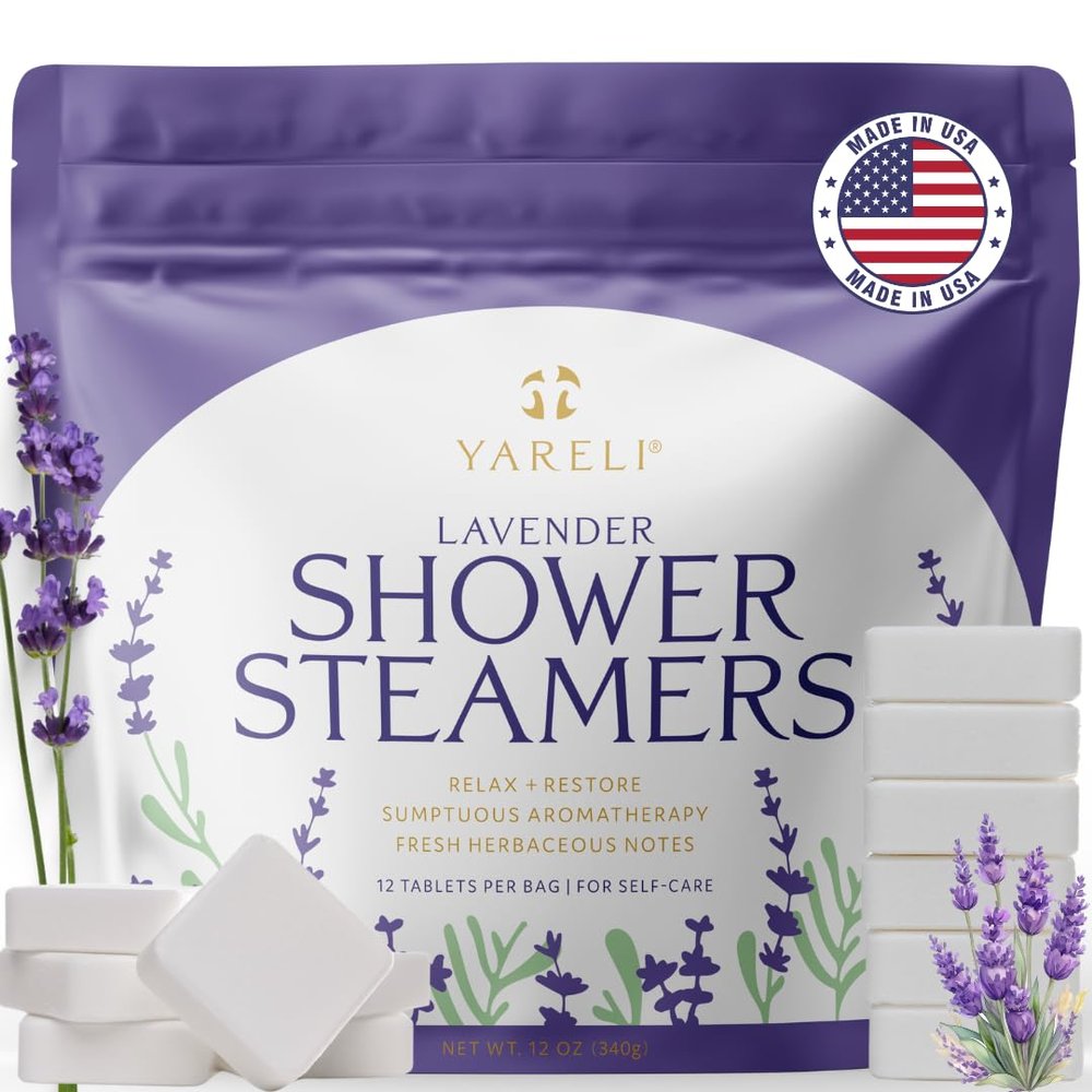 Yareli Shower Steamers Aromatherapy, 12 Pack, Christmas Stocking Stuffers for Women and Men - Sinus Relief and Self Care Birthday and Relaxation Spa Gift - Lavender