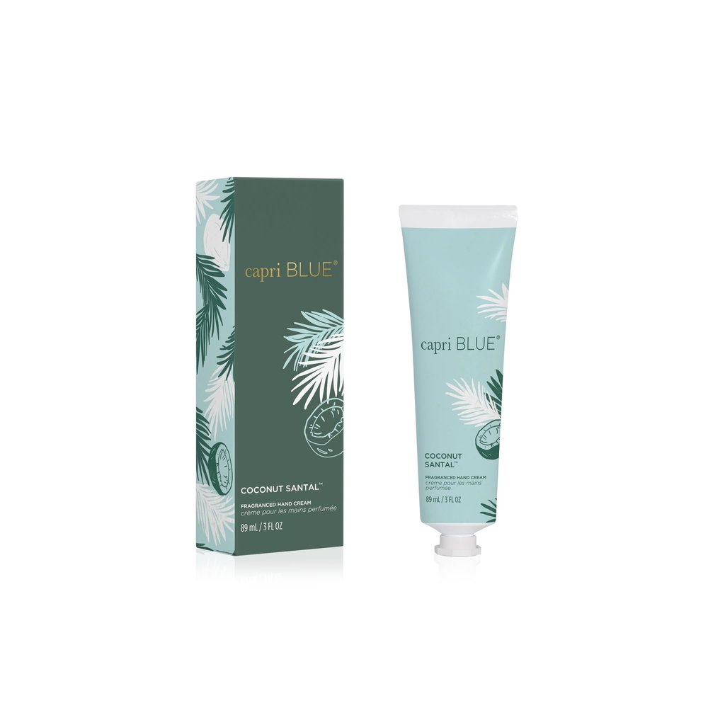 Capri Blue Moisturizing Hand Cream Travel Size Flora Edit Collection Nourishing Hand Cream for Dry Cracked Hands with Jojoba Oil & Shea Butter Purse Essentials Skin Care (Coconut Santal, 3 oz)