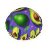 Avocado Pattern Printed Waterproof Shower Cap for Women,Reusable Double layer Shower Caps with PEVA Lining view 1