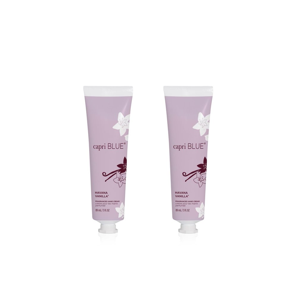 Capri Blue Moisturizing Hand Creams Travel Size  Flora Edit Collection  Nourishing Hand Creams for Dry Cracked Hands with Jojoba Oil & Shea Butter  Skin Care (Havana Vanilla 3, oz pack of 2)
