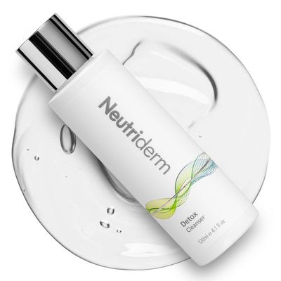 NEUTRIDERM Detox Cleanser  Gentle Glycolic Face Wash and Exfoliating Gel Cleanser for Clear, Brighter-Looking Skin  Ideal for Oily or Combination Skin  120 mL / 4.1 fl oz