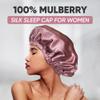 100% Mulberry Silk Sleep Cap for Women, Silk Turban, Double Layer Silk Night Bonnet for Sleeping Curly Hair (Pink) view 2