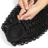 Human Hair Curly Ponytail Brazilian Kinky Curly Clip in Pony Tail Hair Extensions for Black Women Drawstring Ponytail Extensions Natural Black 24 Inch view 2